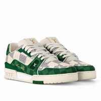 Louis Vuitton Men's LV Trainer Sneakers in Green Damier Canvas