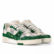 Louis Vuitton Men's LV Trainer Sneakers in Green Damier Canvas Louis Vuitton Men's LV Trainer Sneakers in Green Damier Canvas