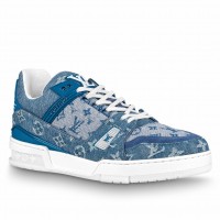 Louis Vuitton Men's LV Trainer Sneakers In Monogram Denim
