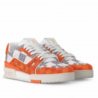Louis Vuitton Men's LV Trainer Sneakers in Orange Damier Canvas