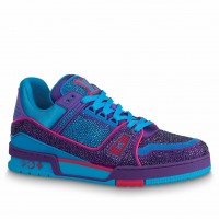 Louis Vuitton Men's LV Trainer Sneakers In Purple Crystals Louis Vuitton Men's LV Trainer Sneakers In Purple Crystals