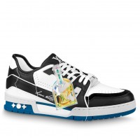 Louis Vuitton Men's LV Trainer Sneakers In White/Black Leather