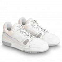 Louis Vuitton Men's LV Trainer Sneakers In White Calfskin Louis Vuitton Men's LV Trainer Sneakers In White Calfskin
