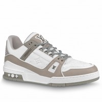 Louis Vuitton Men's LV Trainer Sneakers In White/Grey Leather