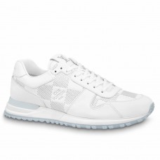 Louis Vuitton Men's Run Away Sneakers in White Damier-embossed Leather Louis Vuitton Men's Run Away Sneakers in White Damier-embossed Leather