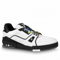 Louis Vuitton Men's White/Black LV Trainer Sneakers with #54