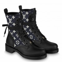 Louis Vuitton Metropolis Flat Ranger Boots In Monogram Denim