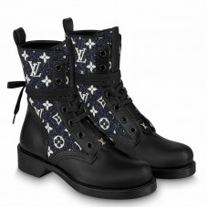 Louis Vuitton Metropolis Flat Ranger Boots In Monogram Denim Louis Vuitton Metropolis Flat Ranger Boots In Monogram Denim