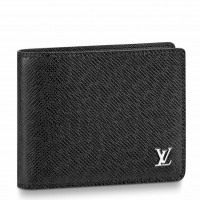 Louis Vuitton Multiple Wallet In Black Taiga Leather M30295 Louis Vuitton Multiple Wallet In Black Taiga Leather M30295