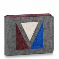 Louis Vuitton Multiple Wallet In Grey Taiga Leather M30799
