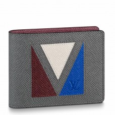 Louis Vuitton Multiple Wallet In Grey Taiga Leather M30799
