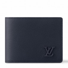 Louis Vuitton Multiple Wallet in Navy Blue LV Aerogram Leather M11531