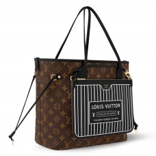 Louis Vuitton Neverfull Inside Out MM Bag in Leather and Monogram M11946 Louis Vuitton Neverfull Inside Out MM Bag in Leather and Monogram M11946