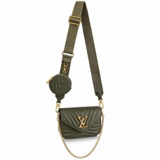Louis Vuitton New Wave Multi-Pochette Bag In Green Leather M56471 Louis Vuitton New Wave Multi-Pochette Bag In Green Leather M56471
