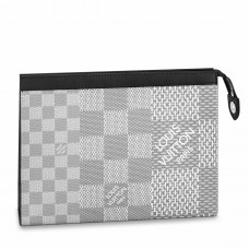 Louis Vuitton Pochette Voyage MM In Damier Graphite 3D Canvas N60443 Louis Vuitton Pochette Voyage MM In Damier Graphite 3D Canvas N60443