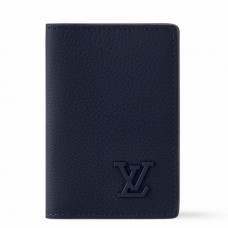 Louis Vuitton Pocket Organizer in Navy Blue LV Aerogram Leather M11489