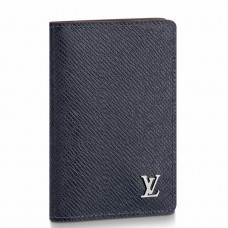 Louis Vuitton Pocket Organizer In Navy Taiga Leather M30293