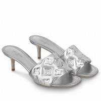 Louis Vuitton Revival Mules 55mm In Silver Metallic Lambskin
