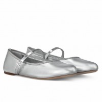 Louis Vuitton Romy Flat Ballerinas in Silver Metallic Lambskin