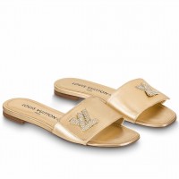 Louis Vuitton Shake Flat Mules In Gold Metallic Lambskin