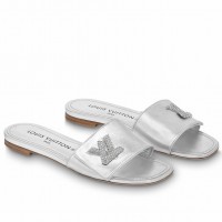 Louis Vuitton Shake Flat Mules In Silver Metallic Lambskin