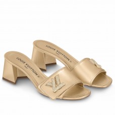 Louis Vuitton Shake Mules 55mm In Gold Metallic Lambskin Louis Vuitton Shake Mules 55mm In Gold Metallic Lambskin