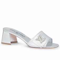 Louis Vuitton Shake Mules 55mm In Silver Metallic Lambskin Louis Vuitton Shake Mules 55mm In Silver Metallic Lambskin