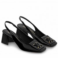 Louis Vuitton Shake Slingback Pumps 55mm In Black Patent Calfskin