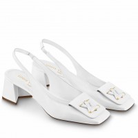 Louis Vuitton Shake Slingback Pumps 55mm In White Patent Calfskin