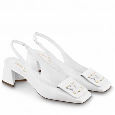 Louis Vuitton Shake Slingback Pumps 55mm In White Patent Calfskin