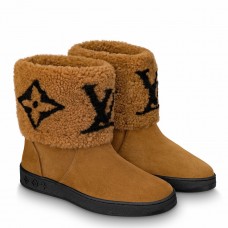 Louis Vuitton Snowdrop Flat Ankle Boots In Brown Suede with Shearling