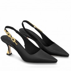 Louis Vuitton Sparkle Slingback Pumps 65mm in Black Leather