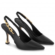 Louis Vuitton Sparkle Slingback Pumps 95mm in Black Leather