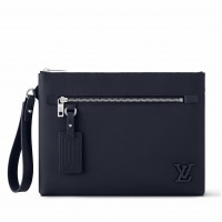 Louis Vuitton Takeoff Pouch in Navy Blue LV Aerogram Leather M11486 Louis Vuitton Takeoff Pouch in Navy Blue LV Aerogram Leather M11486