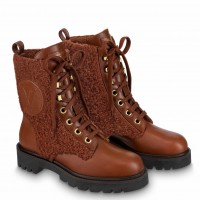 Louis Vuitton Territory Flat Ranger Boots In Brown Leather with Wool