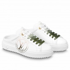 Louis Vuitton Time Out Open Back Sneakers with Green Printed