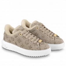 Louis Vuitton Time Out Sneakers in Beige Suede with Shearling