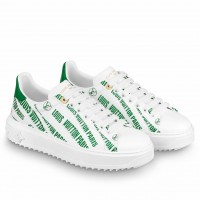 Louis Vuitton Time Out Sneakers In Green Printed Leather