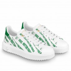 Louis Vuitton Time Out Sneakers In Green Printed Leather