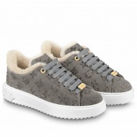 Louis Vuitton Time Out Sneakers in Grey Suede with Shearling Louis Vuitton Time Out Sneakers in Grey Suede with Shearling