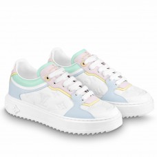 Louis Vuitton Time Out Sneakers In Light Blue Monogram Lambskin