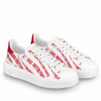 Louis Vuitton Time Out Sneakers In Red Printed Leather