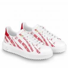Louis Vuitton Time Out Sneakers In Red Printed Leather