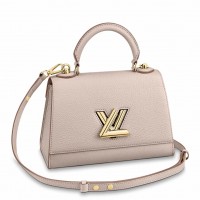 Louis Vuitton Twist One Handle PM Bag In Greige Leather M57214 Louis Vuitton Twist One Handle PM Bag In Greige Leather M57214