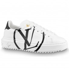 Louis Vuitton White Time Out Sneakers with Black LV Circle