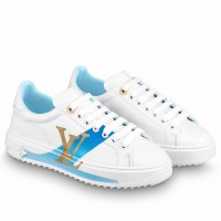 Louis Vuitton White Time Out Sneakers with Blue Printed Louis Vuitton White Time Out Sneakers with Blue Printed