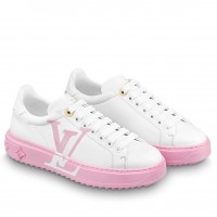 Louis Vuitton White Time Out Sneakers with Pink Outsole