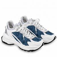 Louis Vuitton Women's Run 55 Sneakers In Blue Monogram Denim
