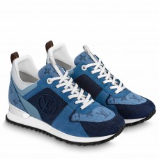 Louis Vuitton Women's Run Away Sneakers In Blue Monogram Denim