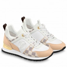 Louis Vuitton Women's Run Away Sneakers in Damier Azur with Leather